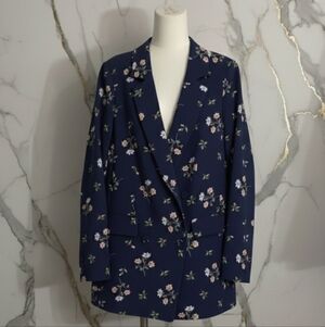 H&M Navy Floral Blazer